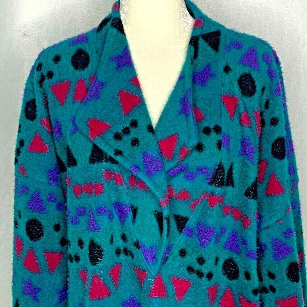 Handmade Fleece Pullover Sweater L Green Teal
